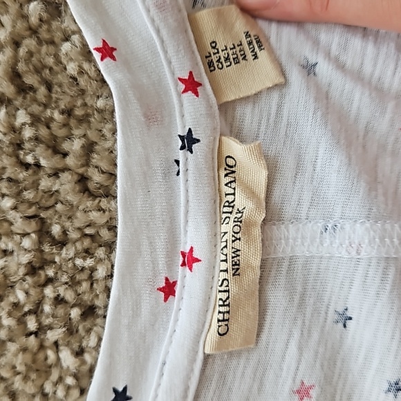 White T shirt with red and blue stars, size L, Christian Siriano - Picture 2 of 5